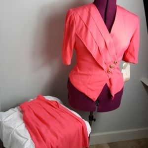 Vintage neon pink short suit. Still has tags
